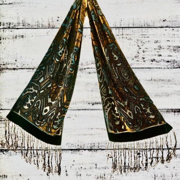 burnout velvet shawl fringe